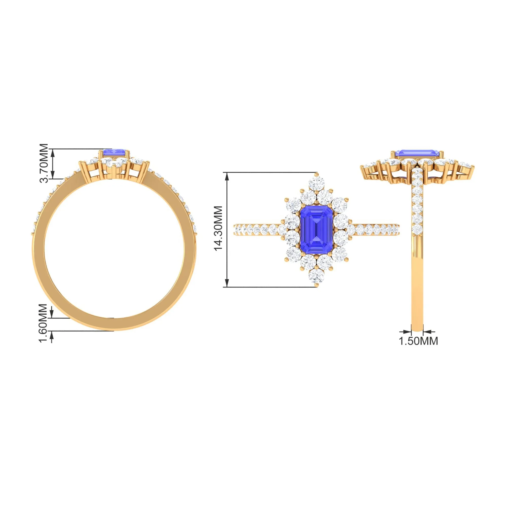1.75 CT Tanzanite and Diamond Vintage Inspired Halo Ring
