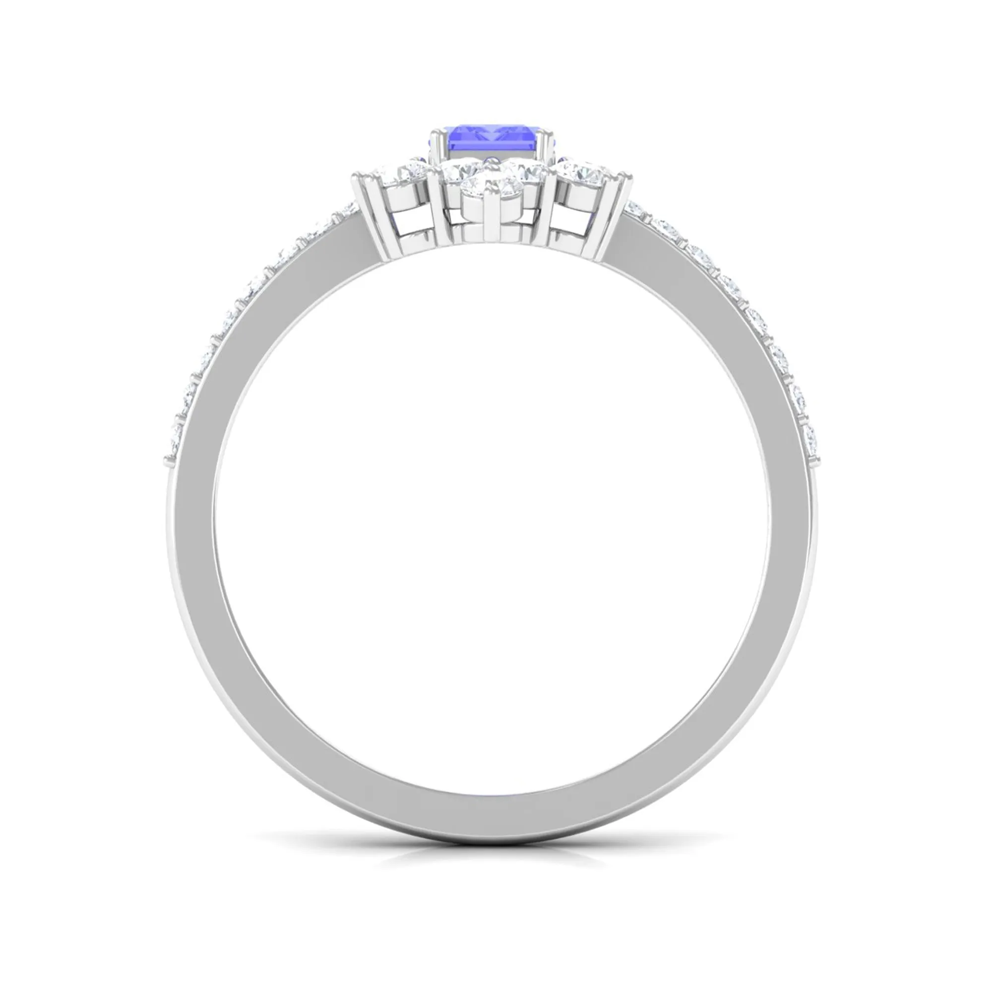 1.75 CT Tanzanite and Diamond Vintage Inspired Halo Ring
