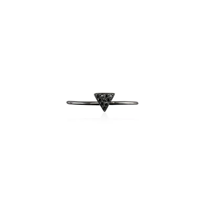 18k Gold Triangle Shape Pave Black Diamond Ring