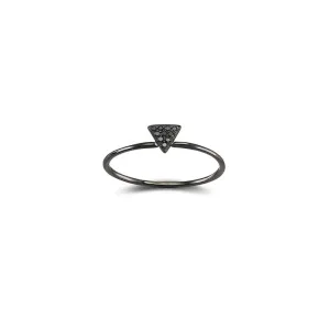 18k Gold Triangle Shape Pave Black Diamond Ring