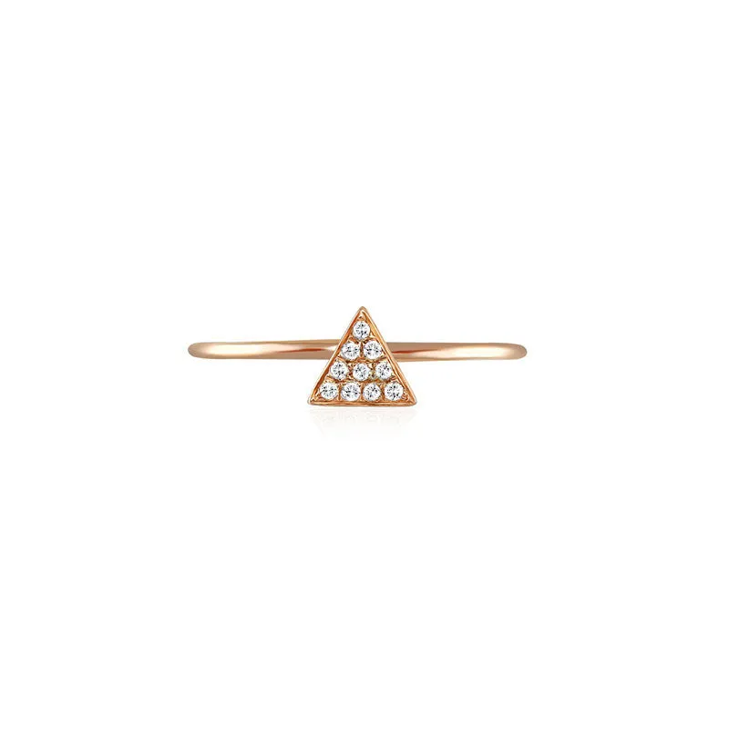 18k Gold Triangle Shape Pave Diamond Ring