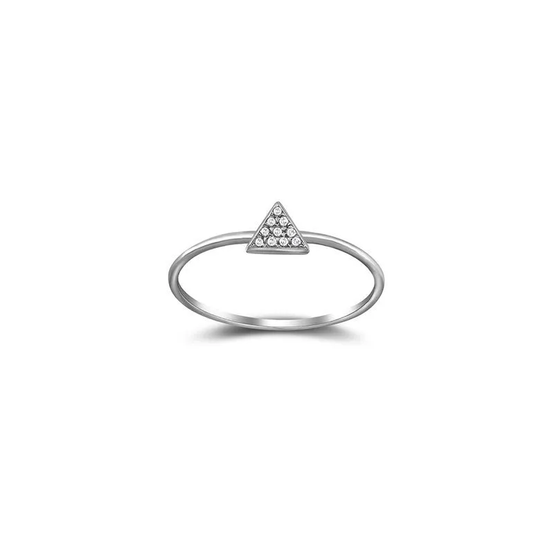 18k Gold Triangle Shape Pave Diamond Ring
