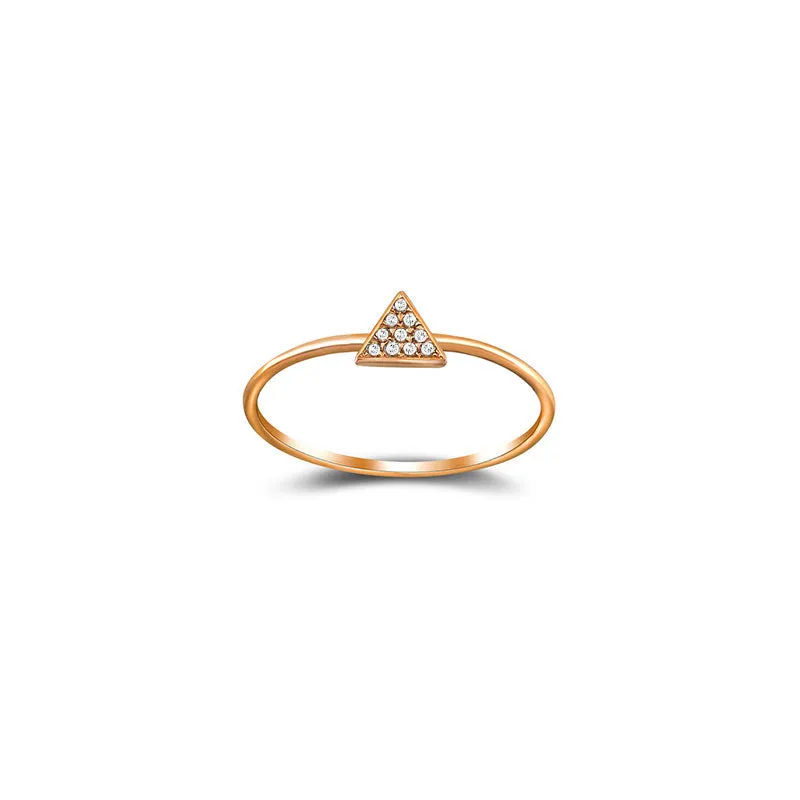 18k Gold Triangle Shape Pave Diamond Ring