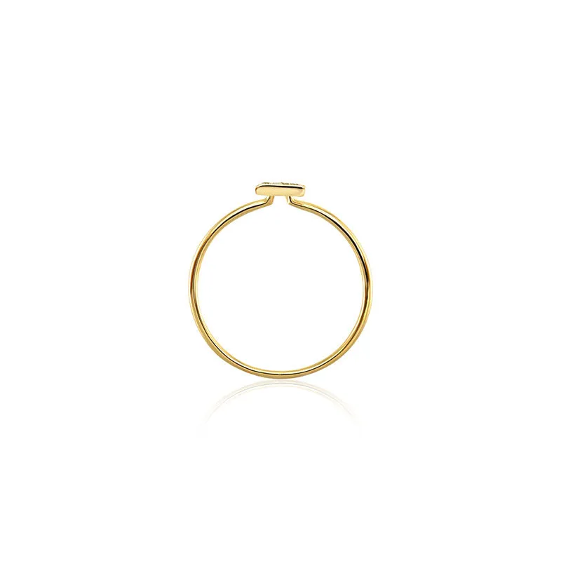18k Gold Triangle Shape Pave Diamond Ring