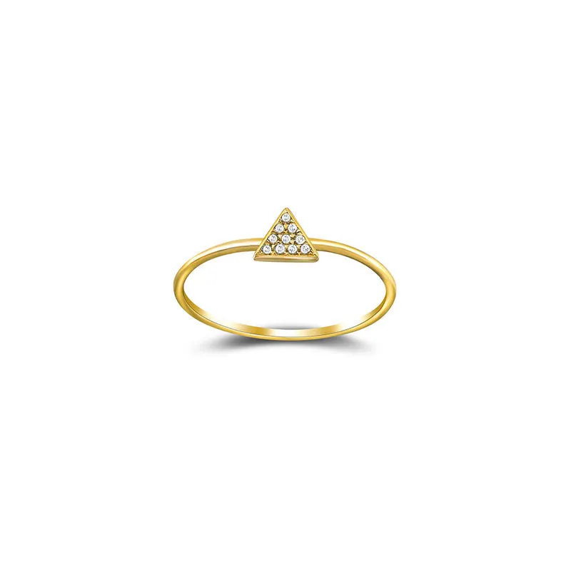 18k Gold Triangle Shape Pave Diamond Ring
