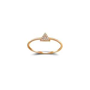 18k Gold Triangle Shape Pave Diamond Ring