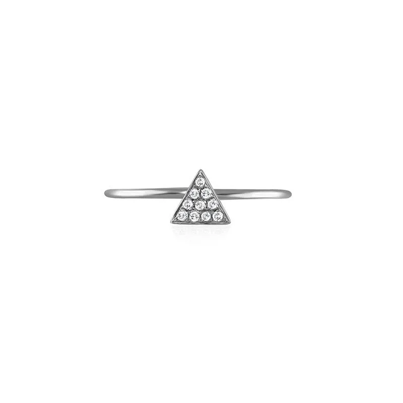 18k Gold Triangle Shape Pave Diamond Ring