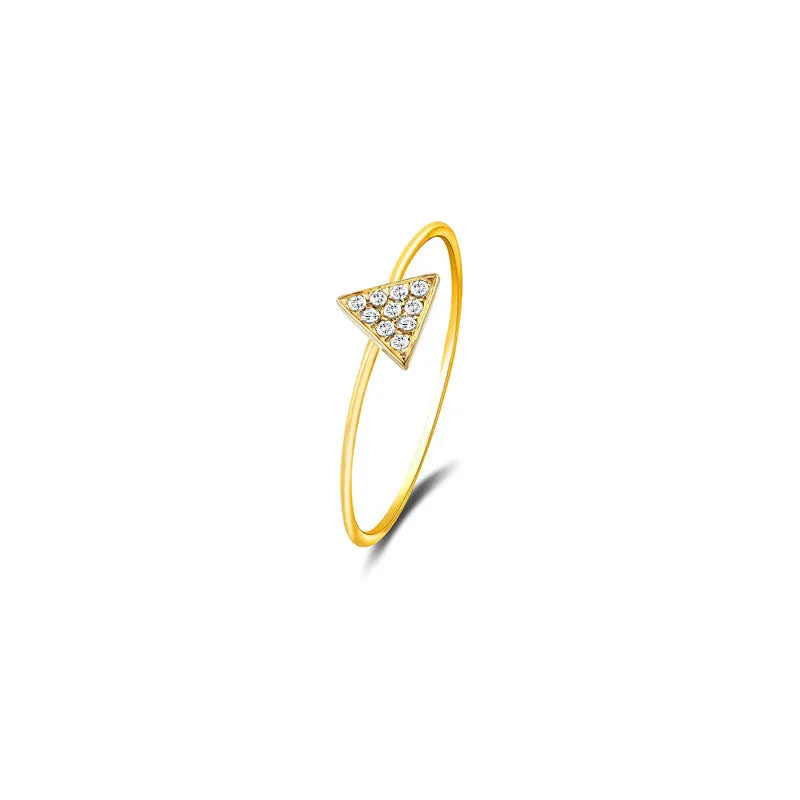 18k Gold Triangle Shape Pave Diamond Ring