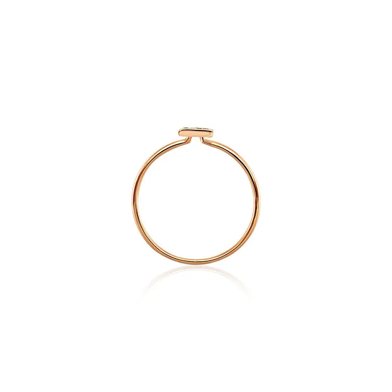 18k Gold Triangle Shape Pave Diamond Ring