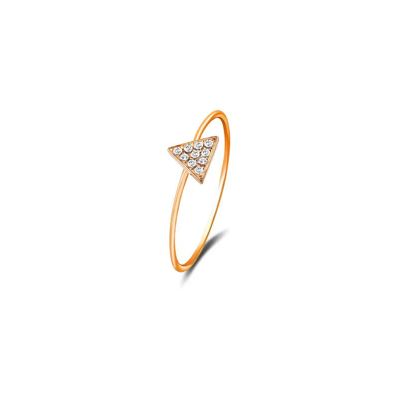 18k Gold Triangle Shape Pave Diamond Ring