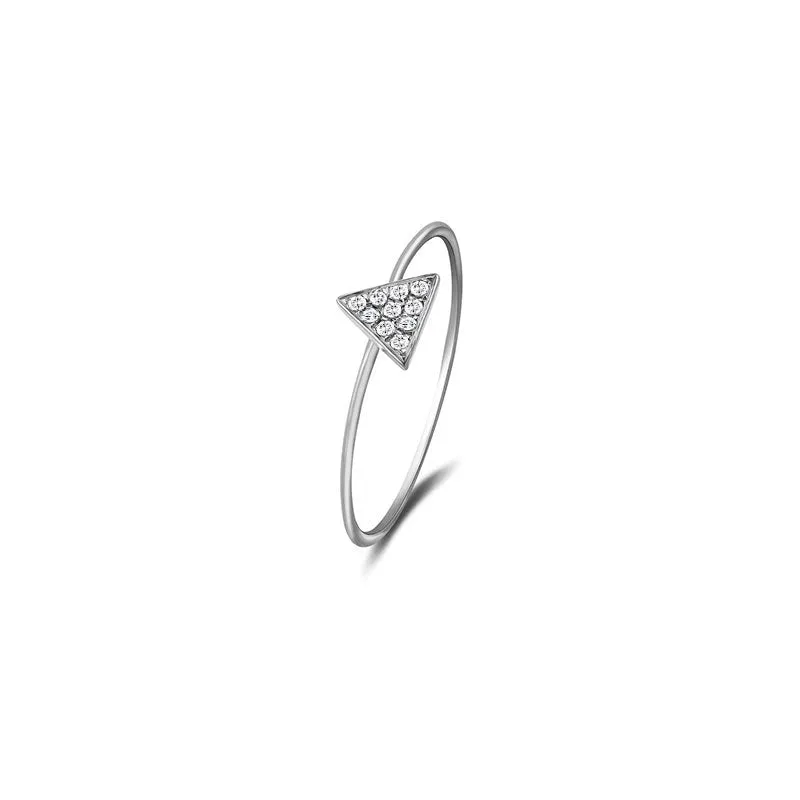 18k Gold Triangle Shape Pave Diamond Ring