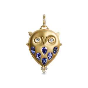 18K Tanzanite Owl Locket