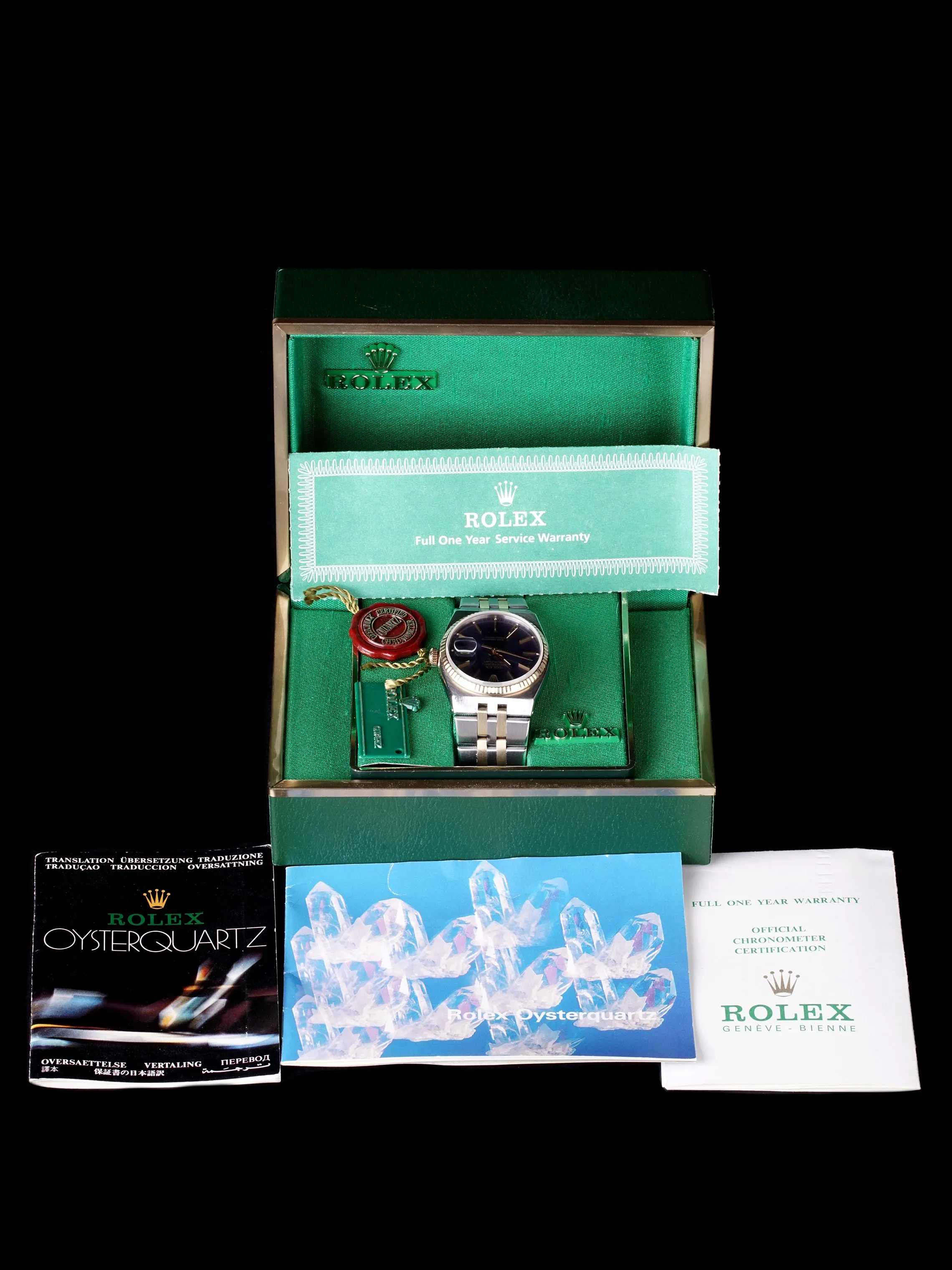 1980 Rolex Two-Tone Oysterquartz Datejust (Ref. 17013) "Purple Dial" With Box, Papers, and RSC Papers