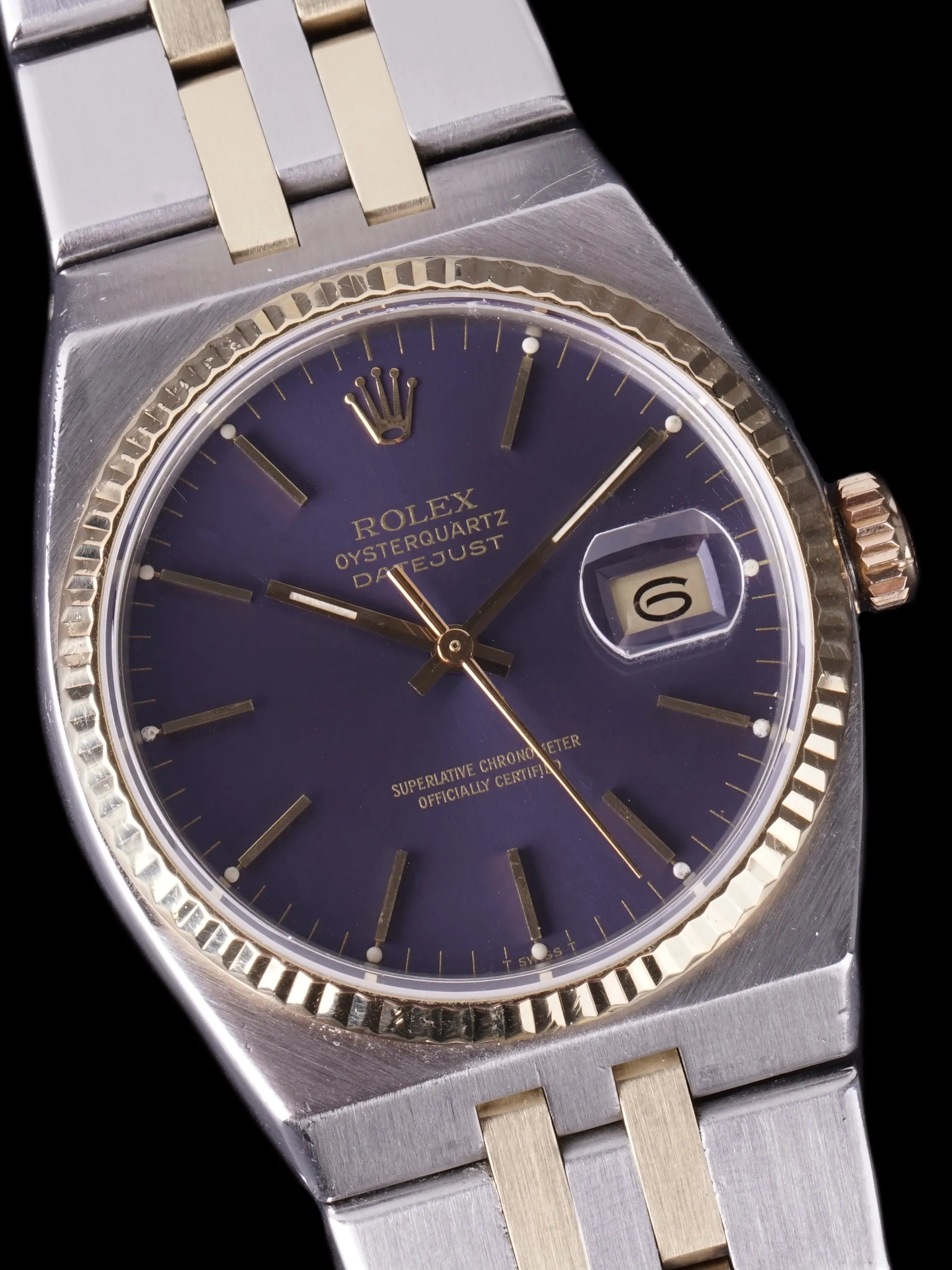 1980 Rolex Two-Tone Oysterquartz Datejust (Ref. 17013) "Purple Dial" With Box, Papers, and RSC Papers