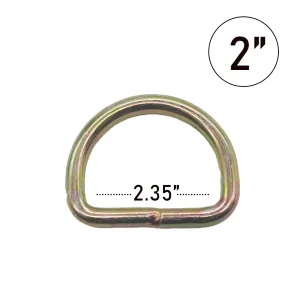 2 Inch Heavy Duty D-Rings - 6,600 lbs Breaking Strength, Forged, Heat-Treated, Yellow Chrome, Truck Tie-Down, Towing, Recovery