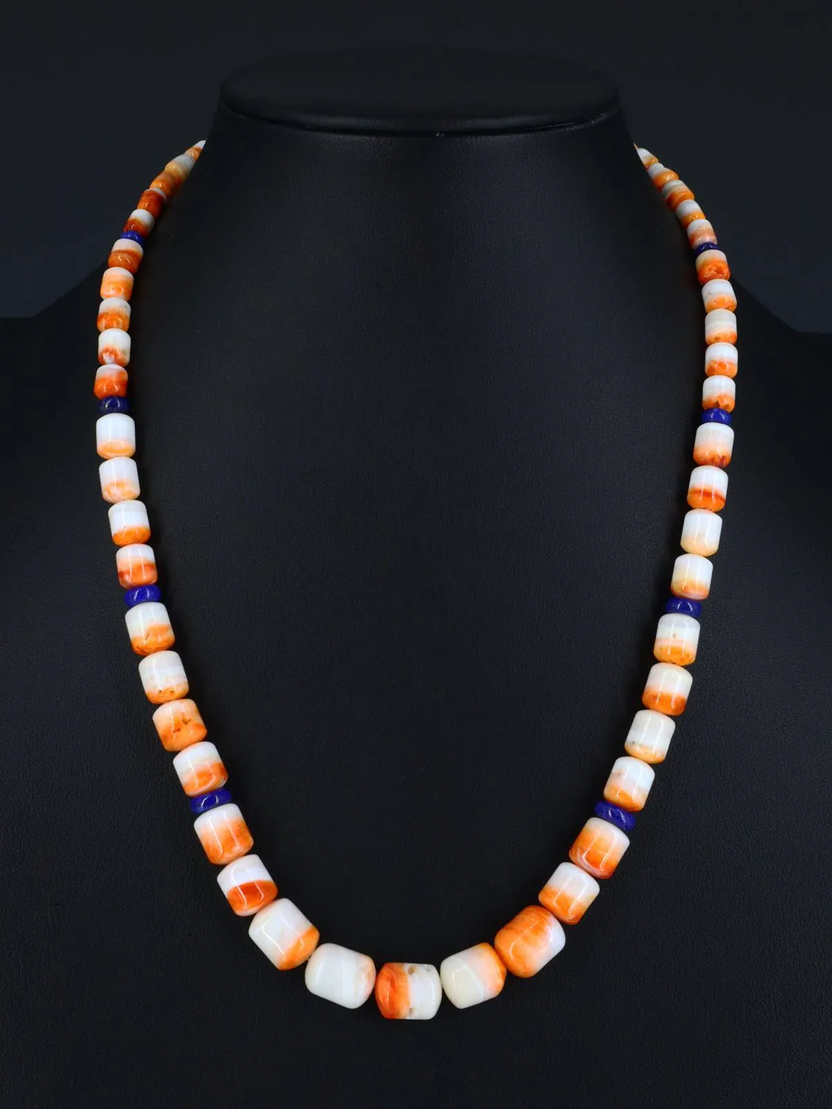 20" Navajo Single Strand Spiny Oyster and Lapis Necklace