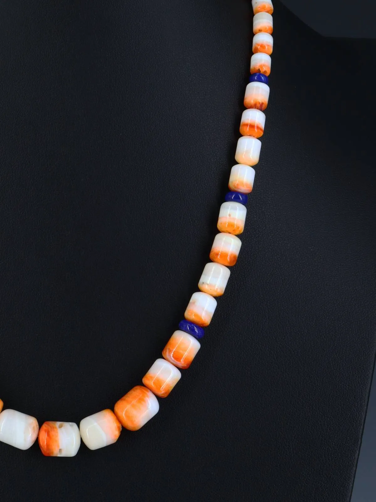 20" Navajo Single Strand Spiny Oyster and Lapis Necklace