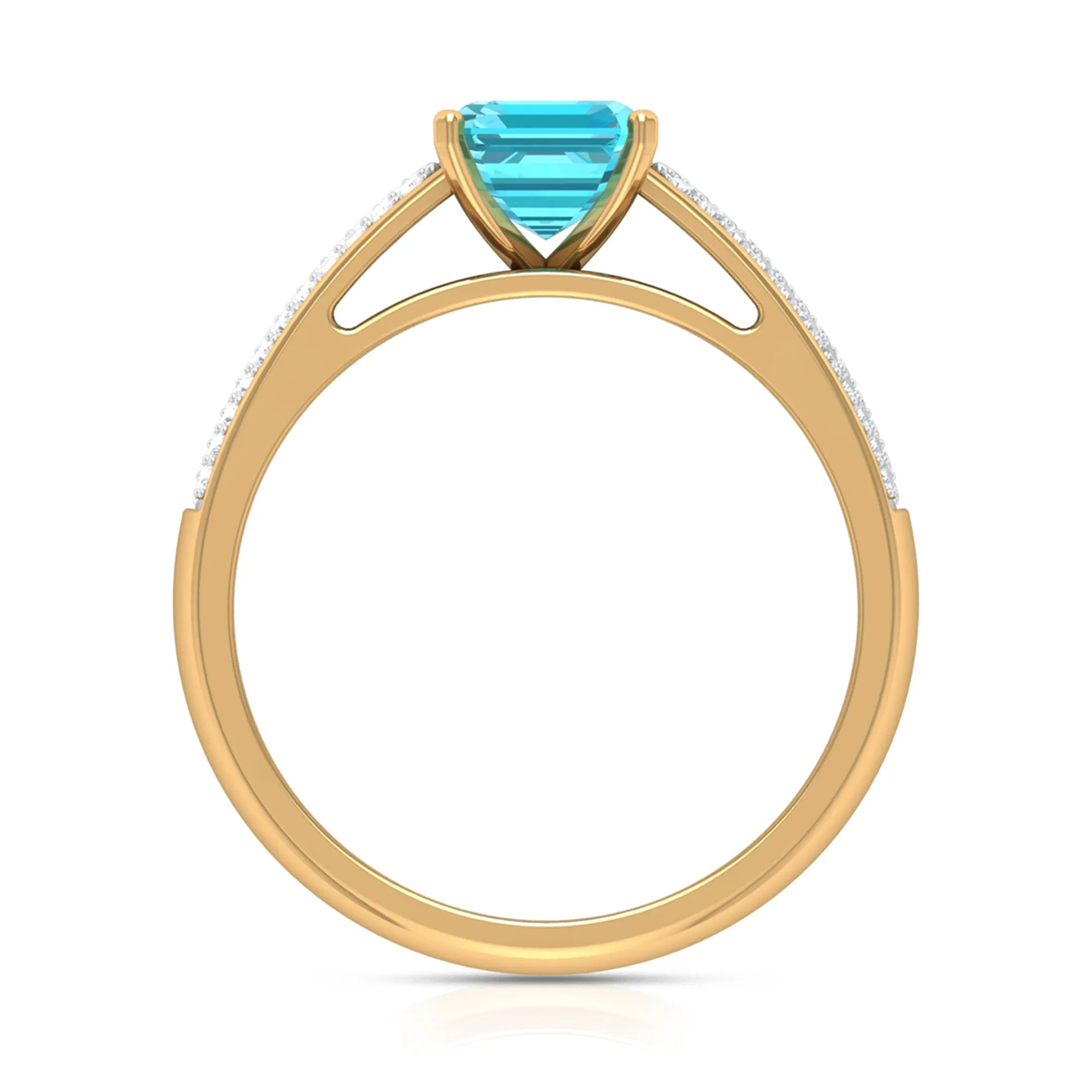 2.25 CT Solitaire Swiss Blue Topaz and Diamond Ring