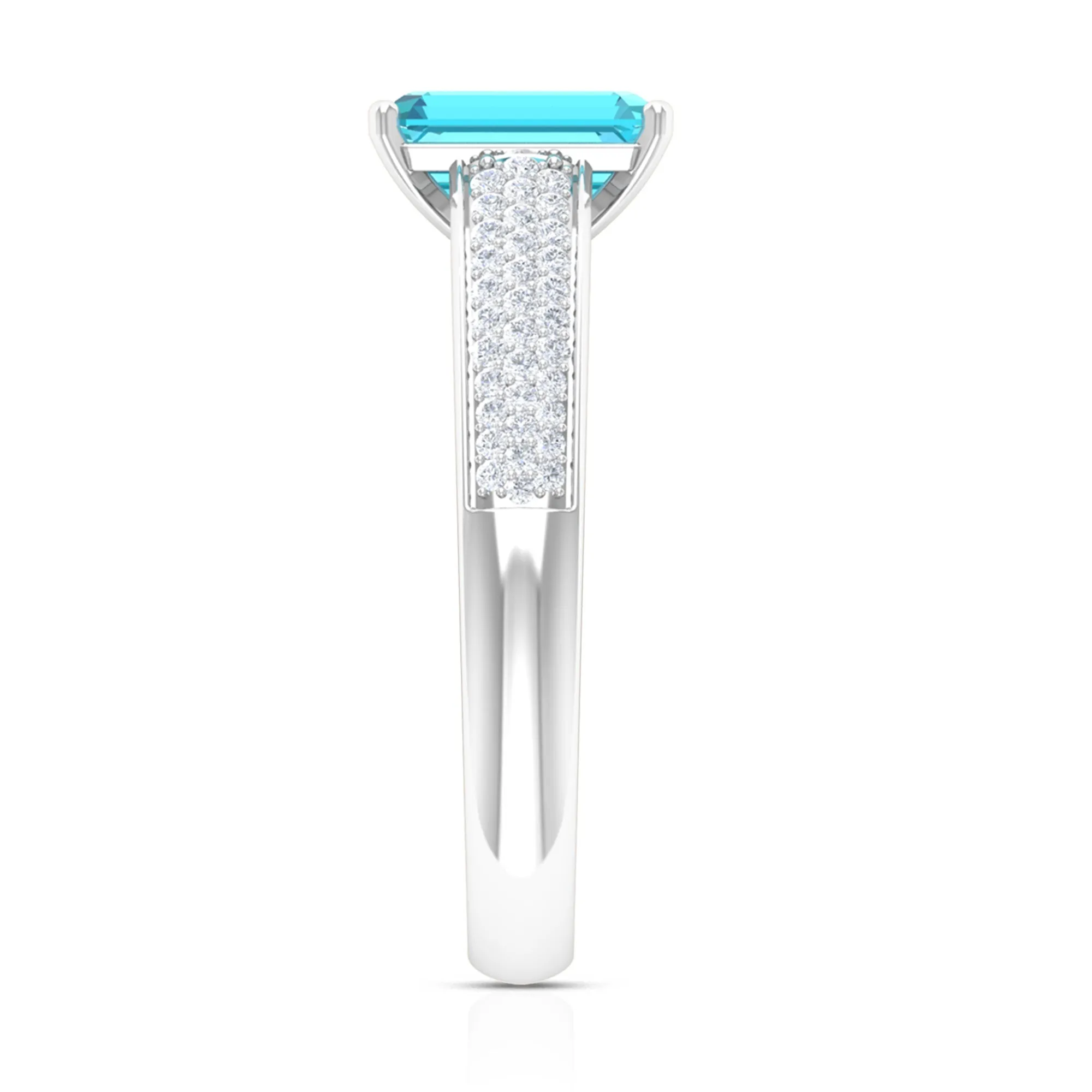 2.25 CT Solitaire Swiss Blue Topaz and Diamond Ring