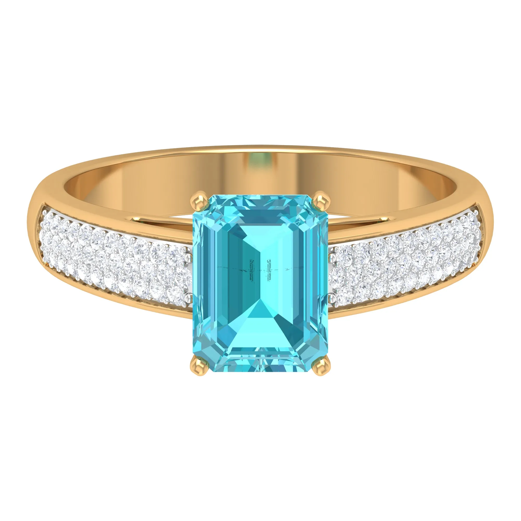 2.25 CT Solitaire Swiss Blue Topaz and Diamond Ring
