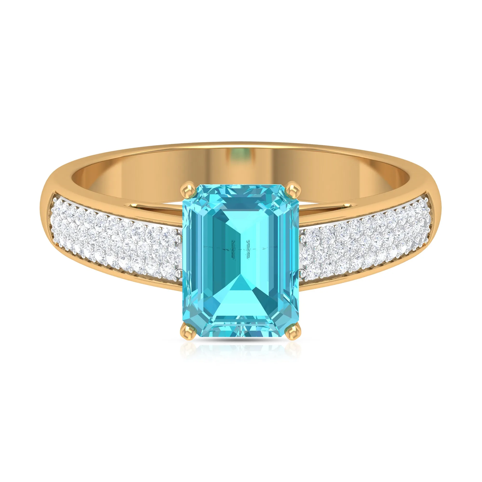 2.25 CT Solitaire Swiss Blue Topaz and Diamond Ring