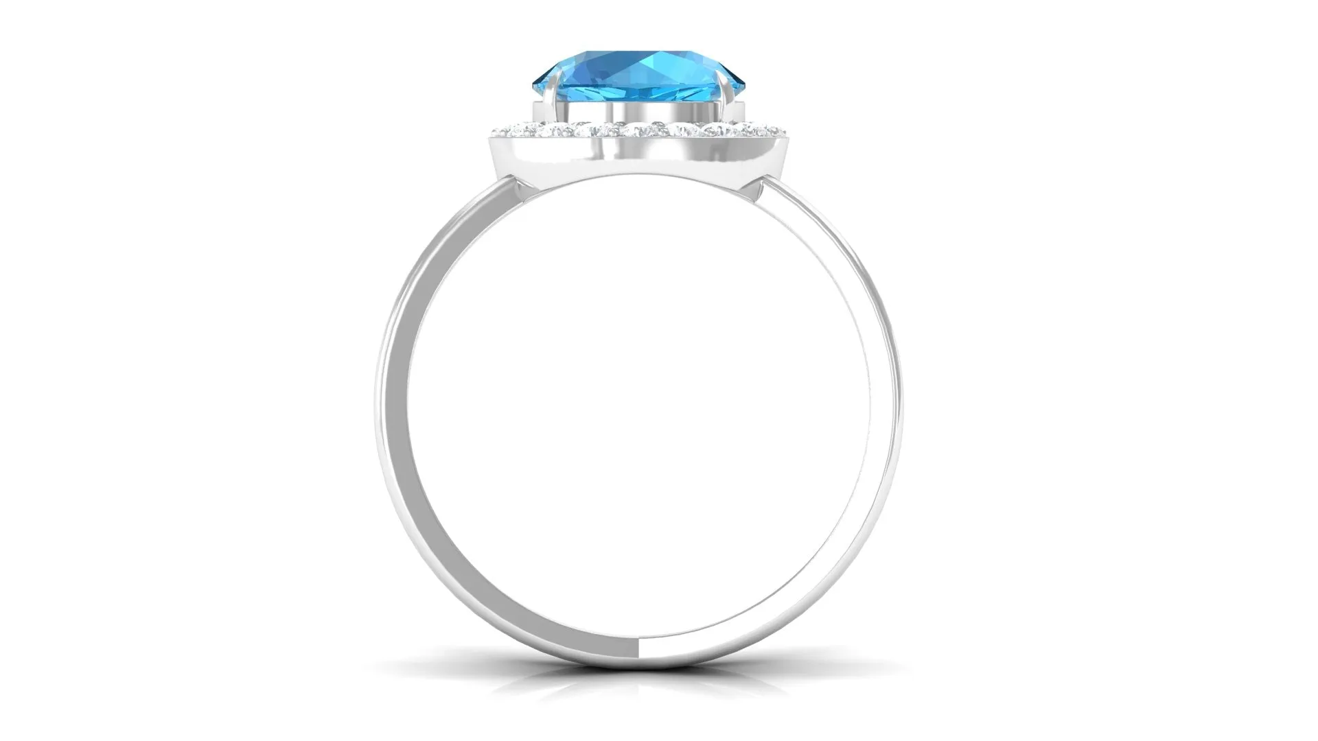 2.50 CT Swiss Blue Topaz Solitaire and Diamond Split Shank Ring