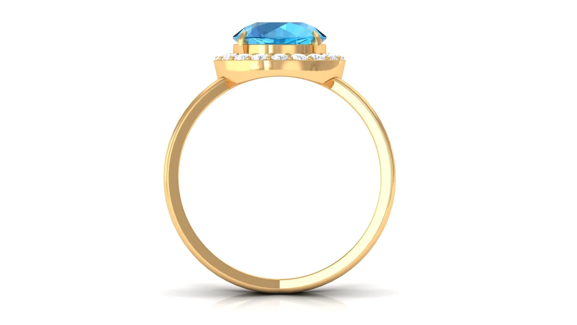 2.50 CT Swiss Blue Topaz Solitaire and Diamond Split Shank Ring