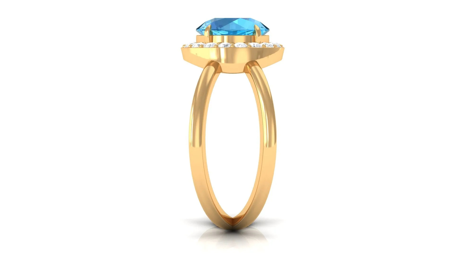 2.50 CT Swiss Blue Topaz Solitaire and Diamond Split Shank Ring