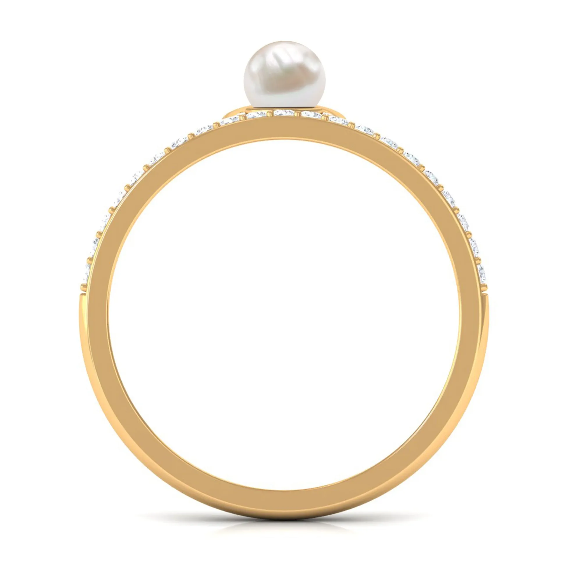 3/4 CT Freshwater Pearl and Diamond Minimal Ring