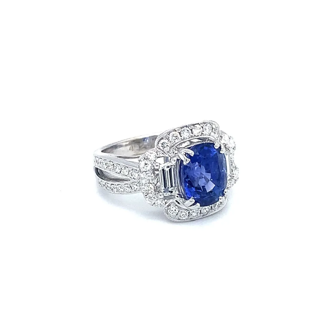 4.35CT BLUE SAPPHIRE RING WITH1.05 CTTW DIAMONDS at Regard Jewelry in AUSTIN, TX.