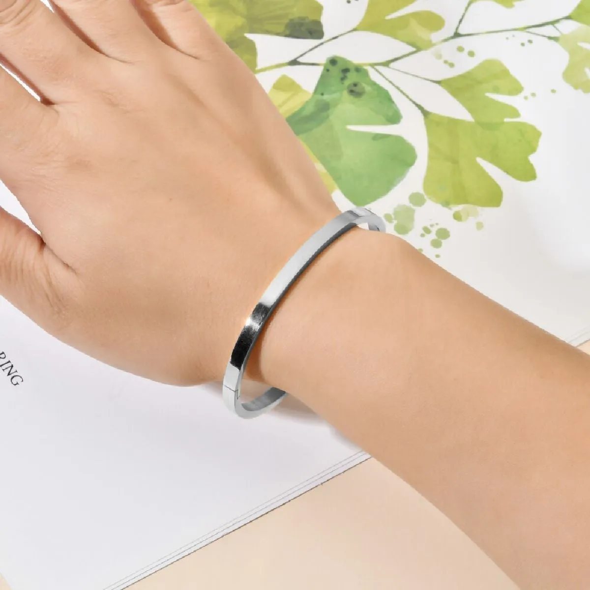 4mm Matte Finish 316 Surgical Stainless Steel Silver Kada Bangle Bracelet Unisex