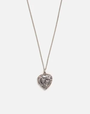 60s Sterling Heart Locket Necklace - #36