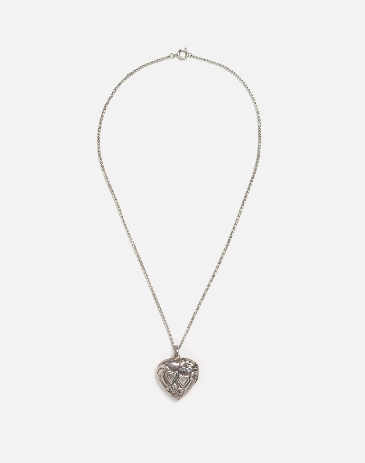 60s Sterling Heart Locket Necklace - #36