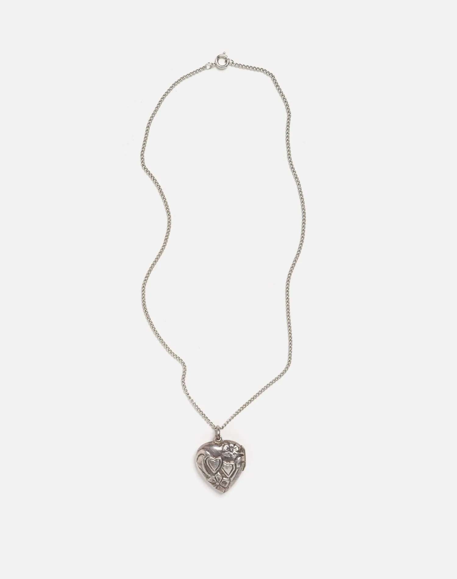 60s Sterling Heart Locket Necklace - #36