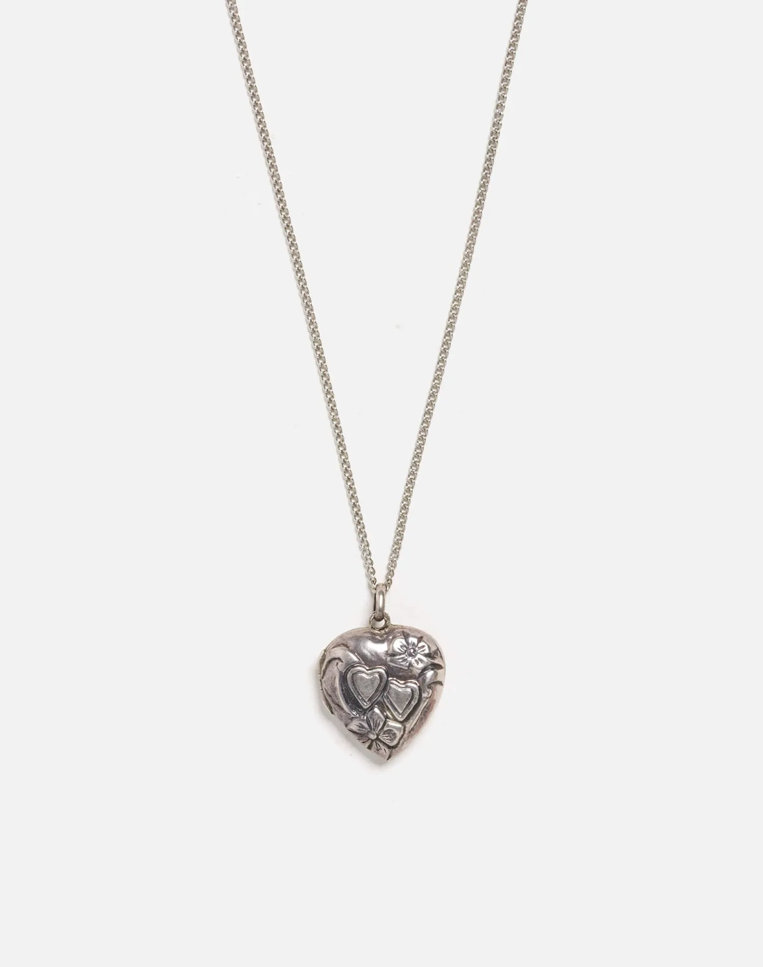 60s Sterling Heart Locket Necklace - #36