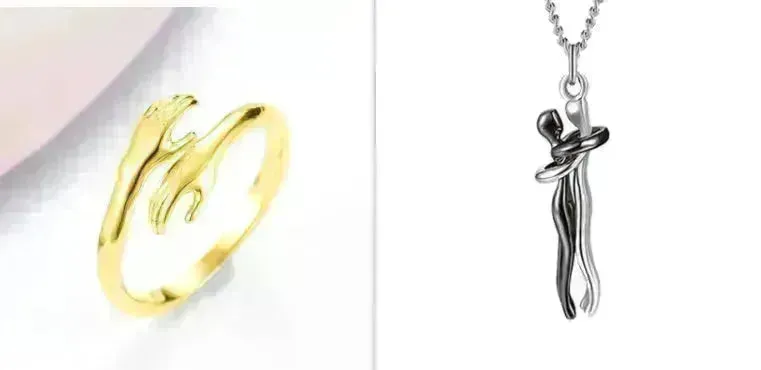 Alloy Simple Hands Hug Ring Opening Adjustable Jewelry