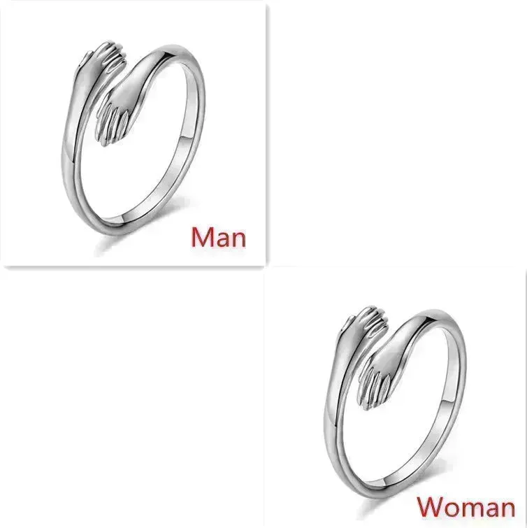 Alloy Simple Hands Hug Ring Opening Adjustable Jewelry