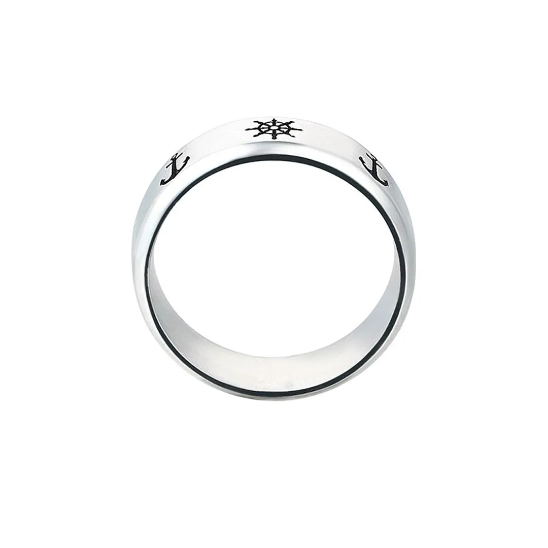 Anchor Band Ring - Solid Silver