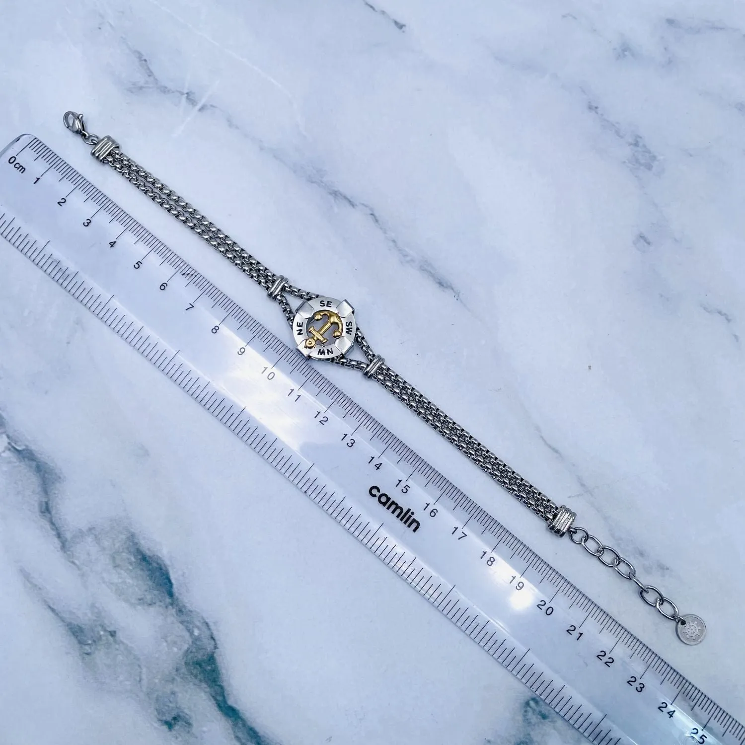 Anchor Gold Silver 18K Gold Enamel Stainless Steel Box Chain Bracelet For Women