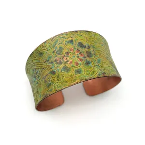 Anju Copper Patina Bracelet in Light Green Flora