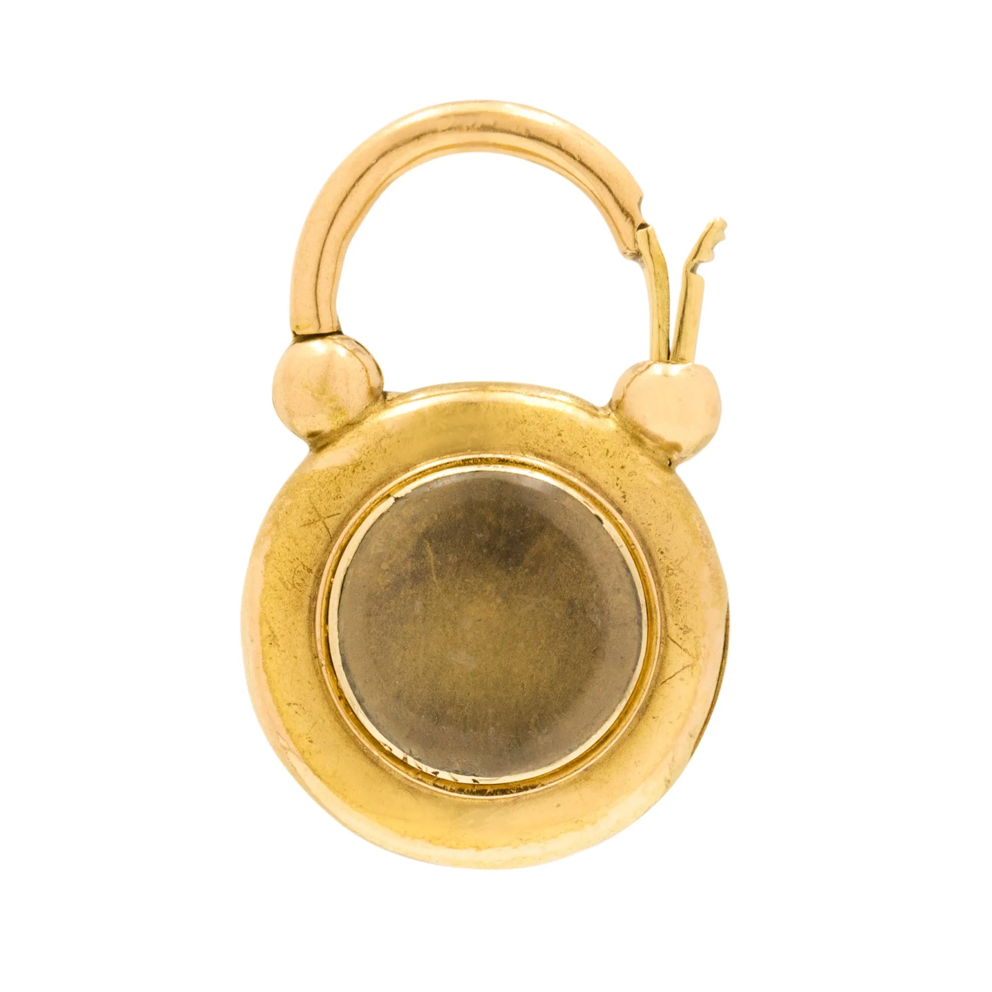 Antique 15ct Gold Round Garnet Padlock, 2.00ct