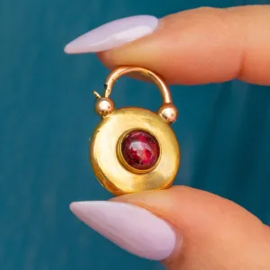 Antique 15ct Gold Round Garnet Padlock, 2.00ct