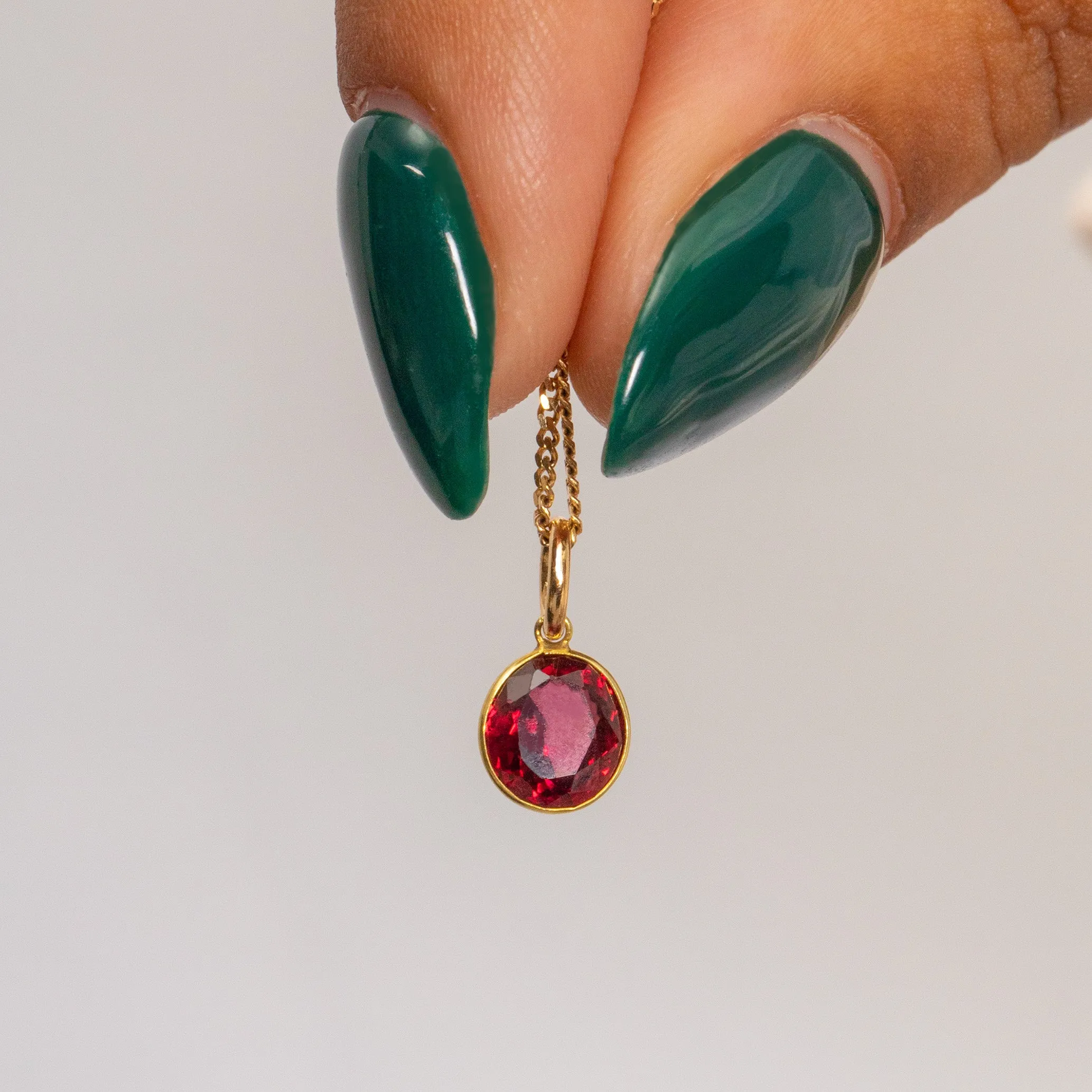 Antique 18ct Gold Bezel-Set Garnet Charm, 1.40ct