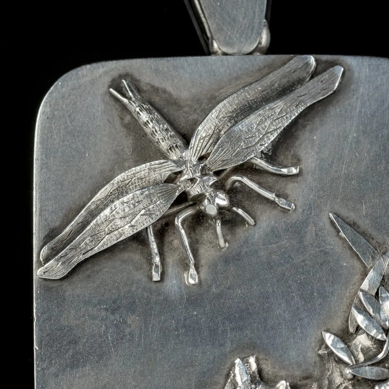 Antique Art Nouveau Silver Dragonfly Locket Circa 1900