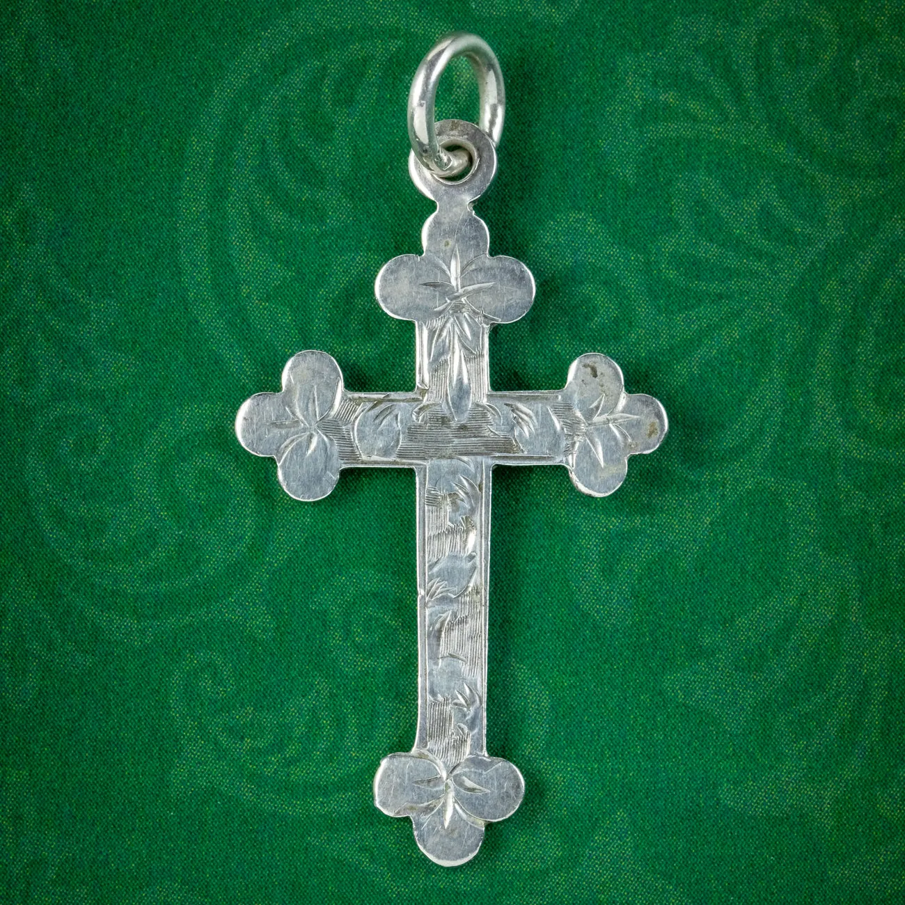 Antique Edwardian Sterling Silver Cross Pendant Dated 1907