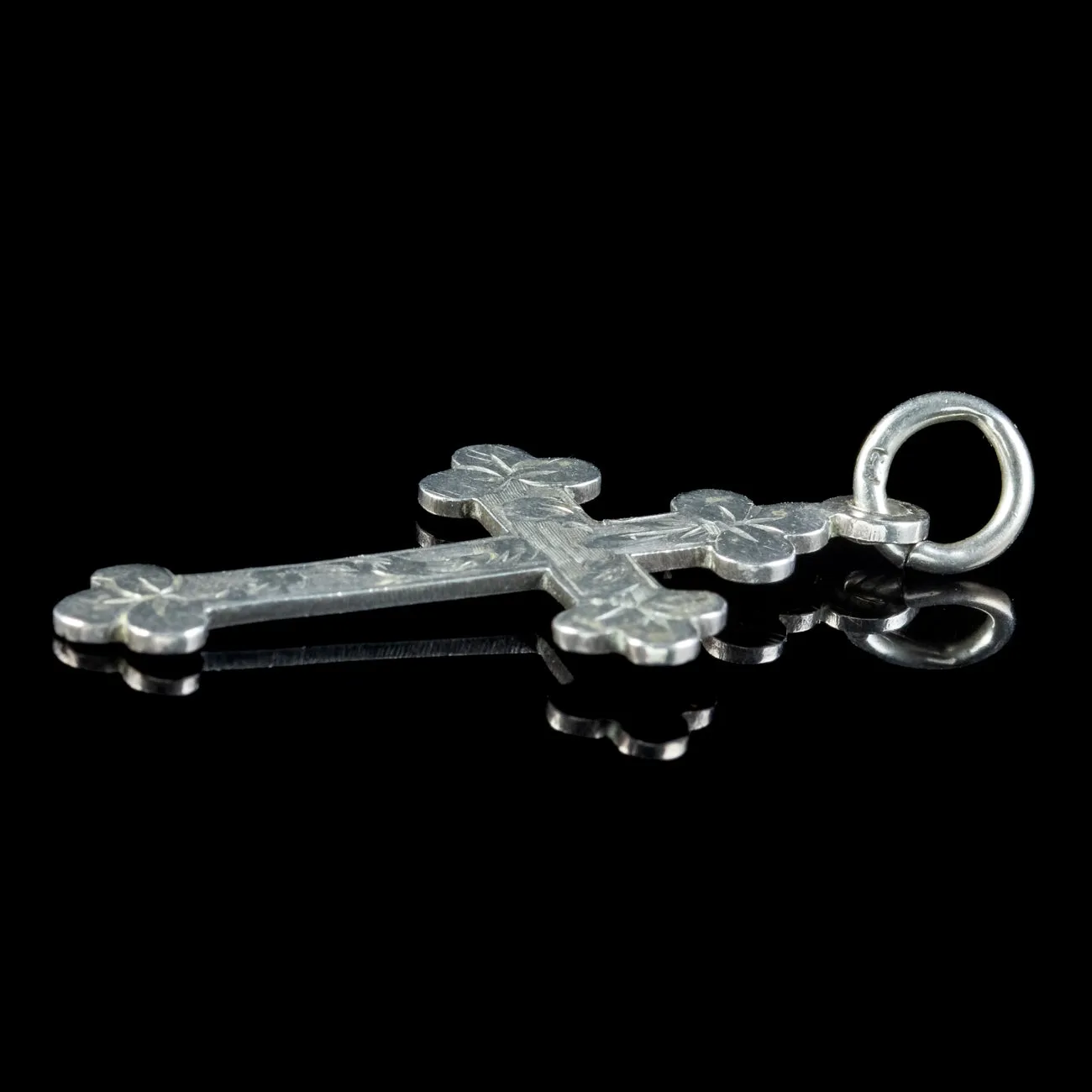 Antique Edwardian Sterling Silver Cross Pendant Dated 1907