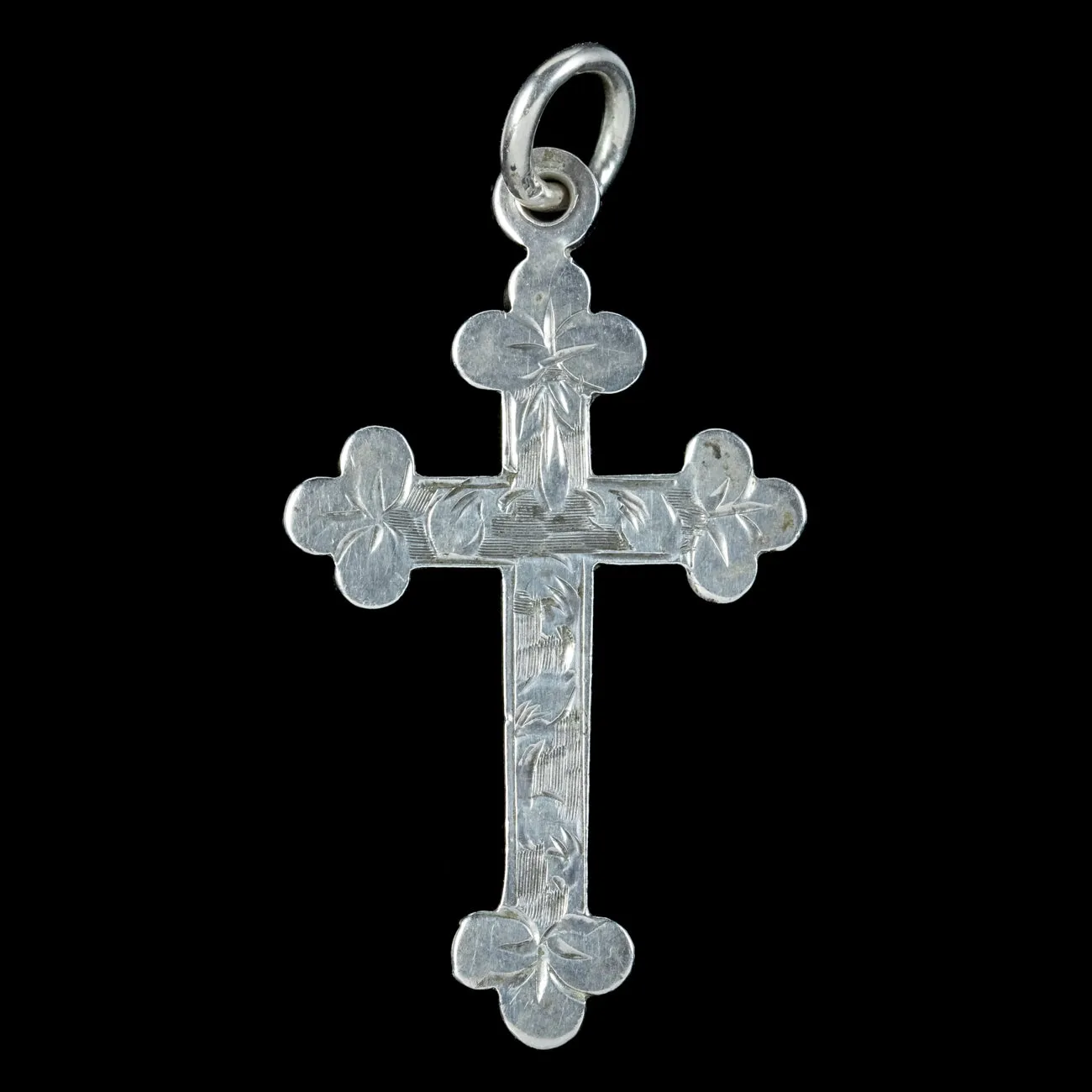 Antique Edwardian Sterling Silver Cross Pendant Dated 1907