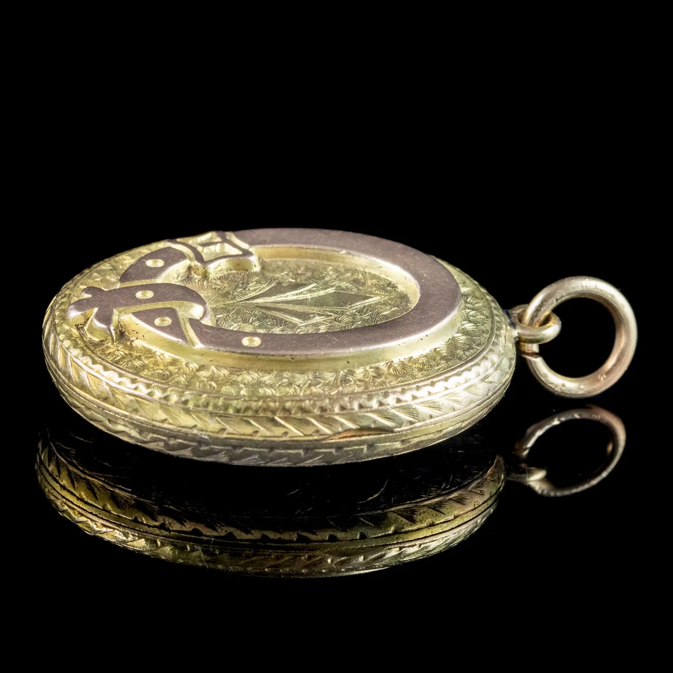 Antique Victorian Belt Buckle Eternity Locket 18ct Gold