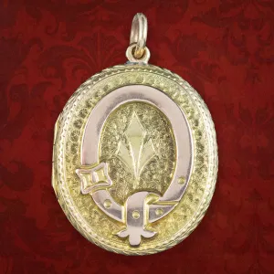 Antique Victorian Belt Buckle Eternity Locket 18ct Gold