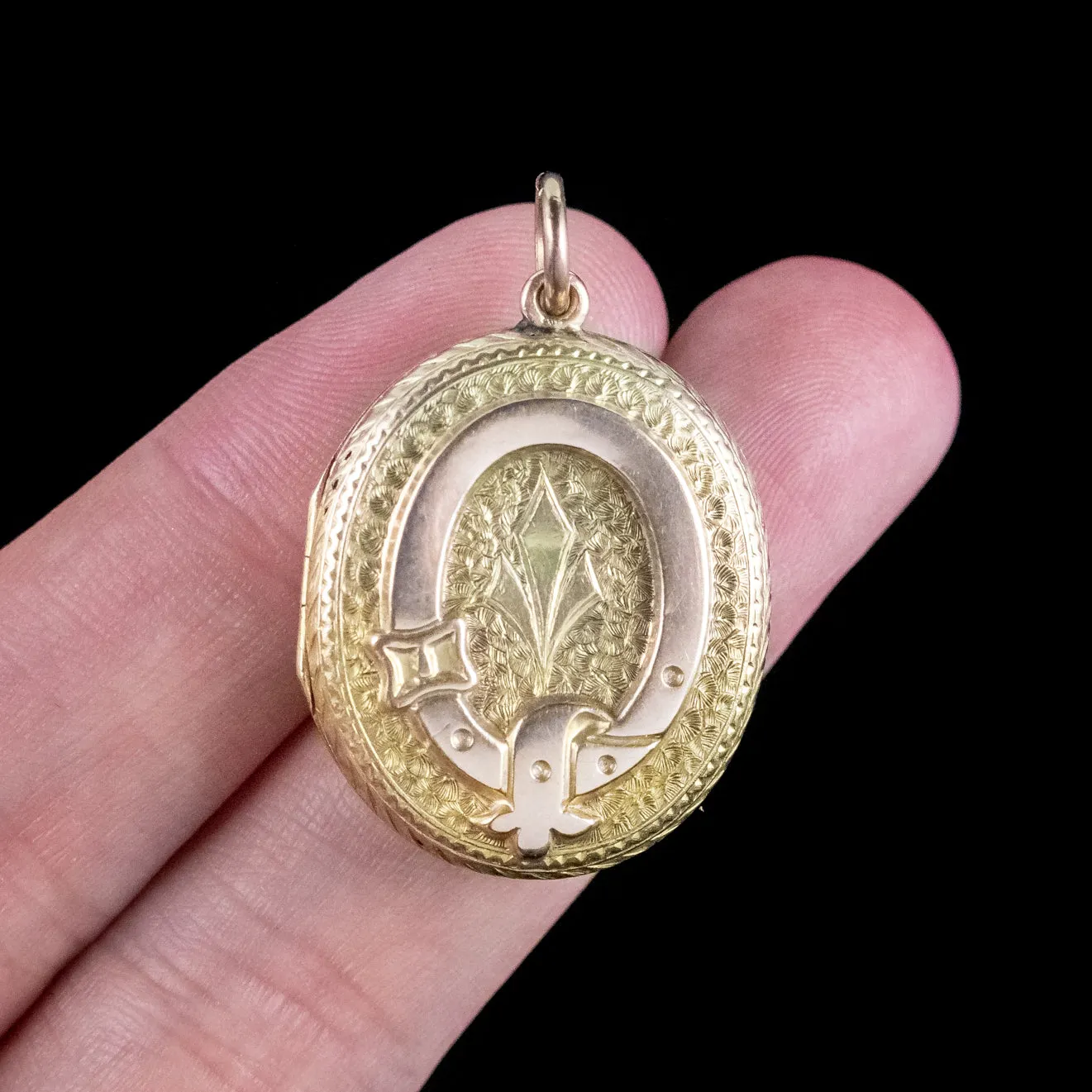 Antique Victorian Belt Buckle Eternity Locket 18ct Gold